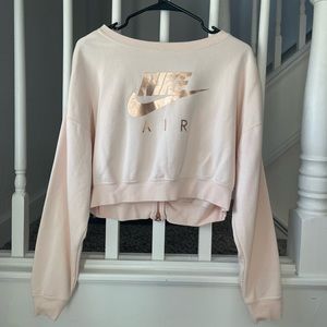 Nike - light pink, rose gold back zipper. Crop Top Sweater women size small